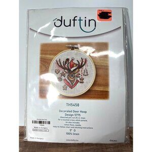 Decorated Deer Cross-Stitch Kit Pre-Cut Linen Fabric For Crafting By Duftin